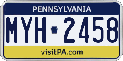 PA license plate MYH2458