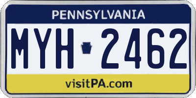 PA license plate MYH2462