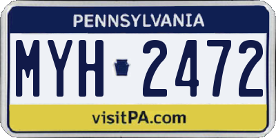 PA license plate MYH2472