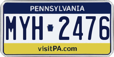 PA license plate MYH2476