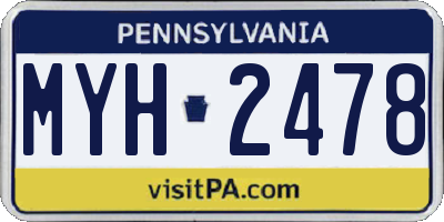 PA license plate MYH2478
