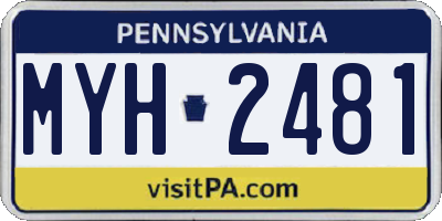 PA license plate MYH2481