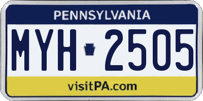 PA license plate MYH2505