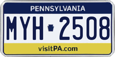 PA license plate MYH2508