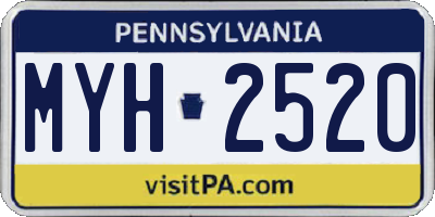 PA license plate MYH2520