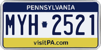 PA license plate MYH2521