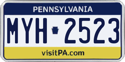 PA license plate MYH2523
