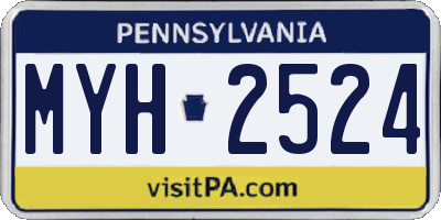 PA license plate MYH2524