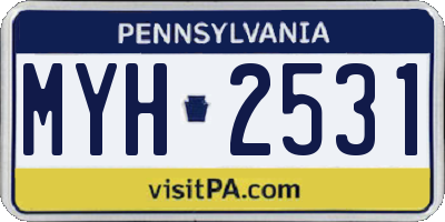 PA license plate MYH2531