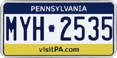 PA license plate MYH2535