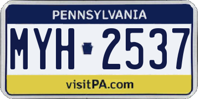 PA license plate MYH2537
