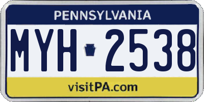 PA license plate MYH2538