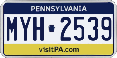PA license plate MYH2539