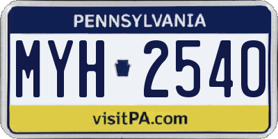 PA license plate MYH2540