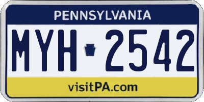 PA license plate MYH2542