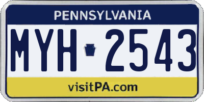 PA license plate MYH2543