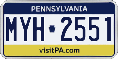 PA license plate MYH2551