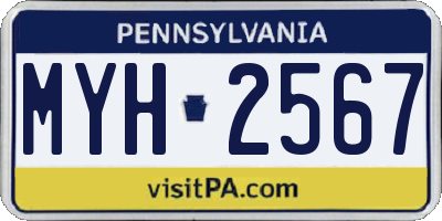 PA license plate MYH2567