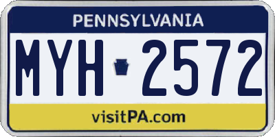 PA license plate MYH2572