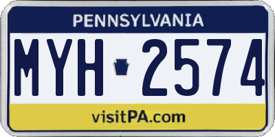 PA license plate MYH2574