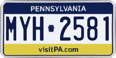 PA license plate MYH2581