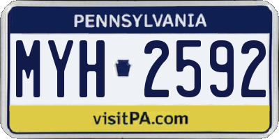 PA license plate MYH2592