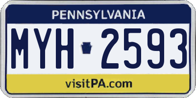 PA license plate MYH2593