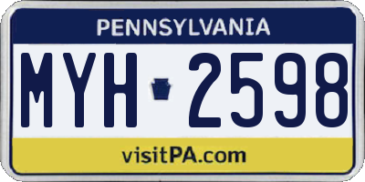 PA license plate MYH2598
