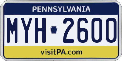 PA license plate MYH2600