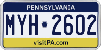 PA license plate MYH2602