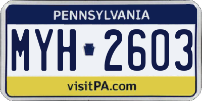 PA license plate MYH2603