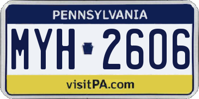 PA license plate MYH2606