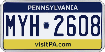 PA license plate MYH2608