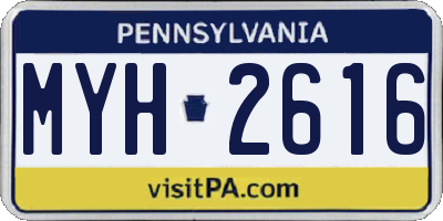 PA license plate MYH2616