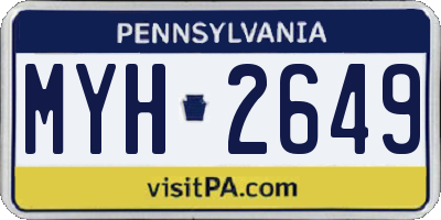 PA license plate MYH2649