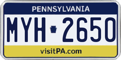 PA license plate MYH2650