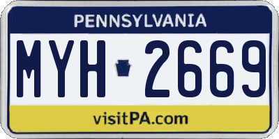 PA license plate MYH2669