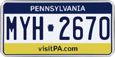 PA license plate MYH2670
