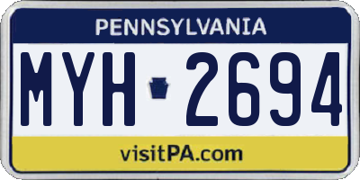 PA license plate MYH2694