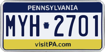 PA license plate MYH2701