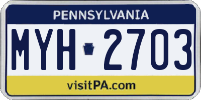 PA license plate MYH2703