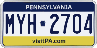 PA license plate MYH2704