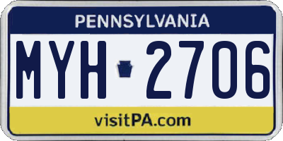 PA license plate MYH2706