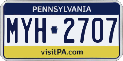 PA license plate MYH2707