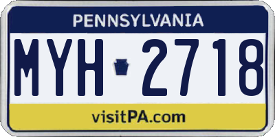 PA license plate MYH2718