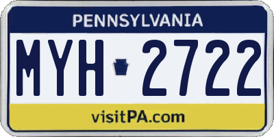 PA license plate MYH2722