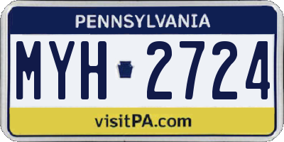 PA license plate MYH2724