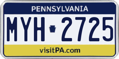 PA license plate MYH2725