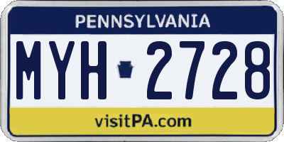 PA license plate MYH2728