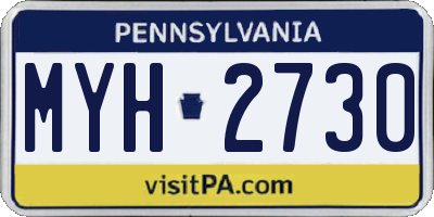 PA license plate MYH2730